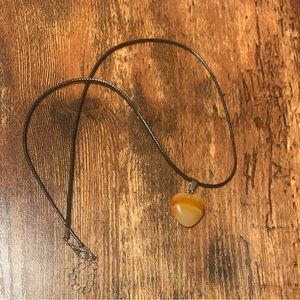 Synthetic Apricot Agate Heart Necklace